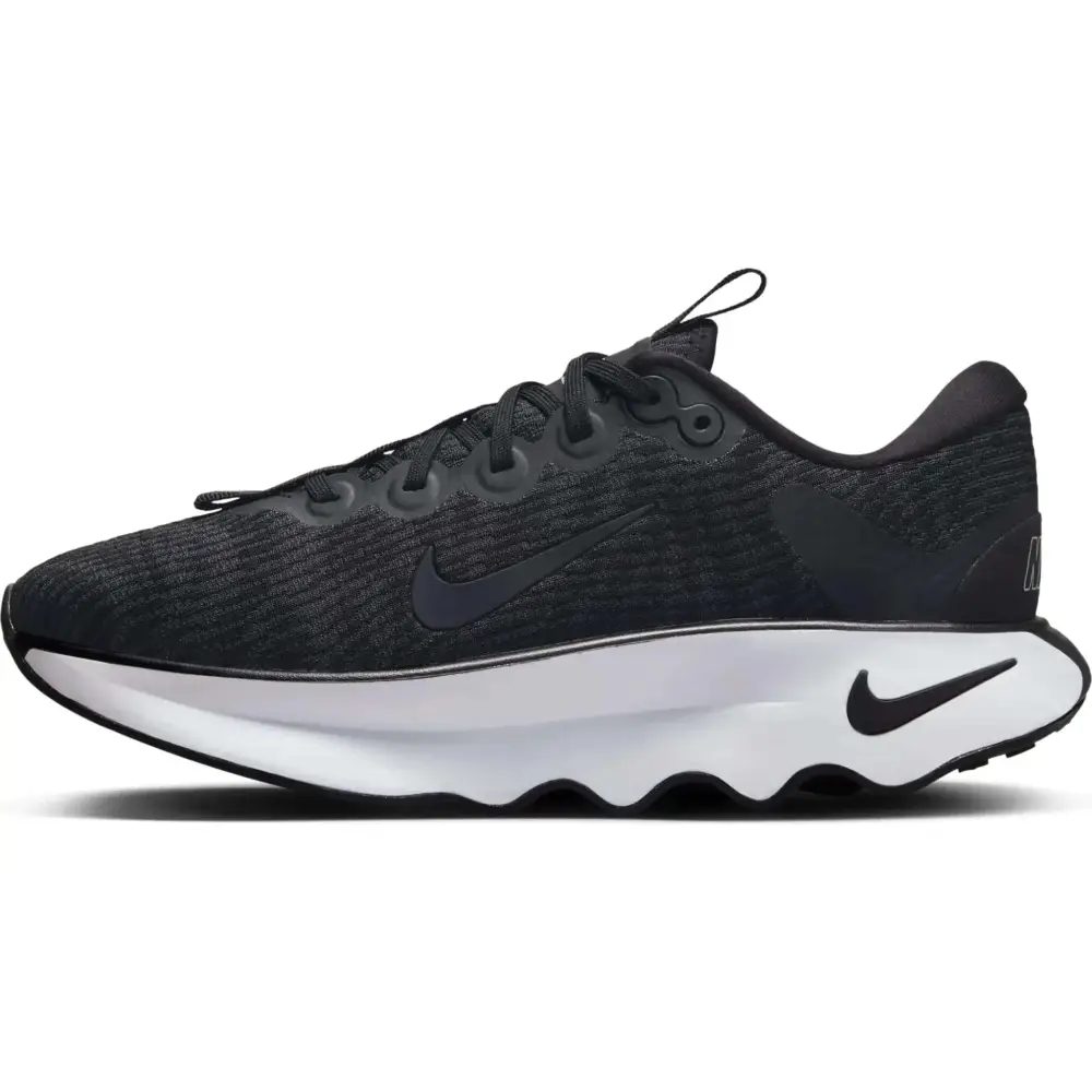 Black nike motiva womens walking shoes size 10.5 with white midsole and textured upper for comfortable walking