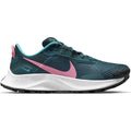 Nike womens sports colourful 380 running shoe with teal pink breathable mesh upper white midsole and black outsole