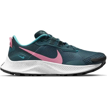 Nike womens sports colourful 380 running shoe with teal and pink breathable mesh upper and white midsole