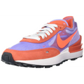 Nike womens waffle gymnastics shoes orange team with vibrant orange and purple mesh suede upper and bold orange swoosh