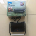 Black f601 nonstick electric grill and steak maker with ribbed grilling surface and red power button for panini toasting