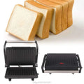 Black and stainless steel nonstick electric grill and steak maker with ribbed grilling plates for even cooking