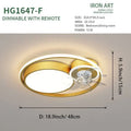 Nordic light luxury ceiling fan lamp with gold finish circular design, integrated fan, and dimmable led illumination for luxury simple interiors
