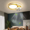 Nordic light luxury gold-toned ceiling fan lamp with integrated led light and transparent blades for luxury simple interiors