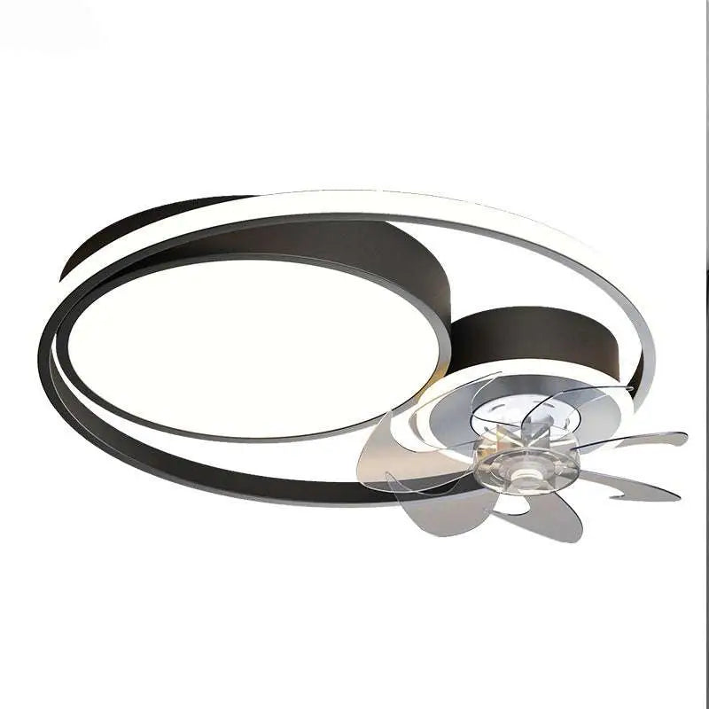 Modern black and chrome nordic light luxury ceiling fan lamp with integrated led lighting for luxury simple interiors