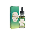 Green glass bottle with black dropper cap and nourishing anti-hair loss hair care serum by eelhoe with packaging box