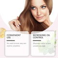 A woman with long straight brown hair in a circular frame represents hoegoa nourishing disposable hair care leave-in spray