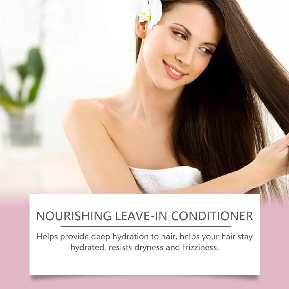 Nourishing disposable hair care leave-in spray in a transparent bottle with white cap by Hoegoa nourishing