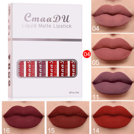 6 Boxes Of Matte Non-stick Cup Waterproof Lipstick Long Lasting Lip Gloss - Royalessencelux