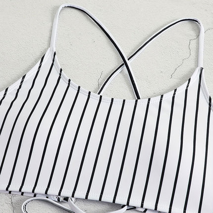 Striped Bikini Split Swimsuit For Women - Royalessencelux