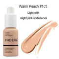 Warm peach 103 soft matte liquid foundation by phoera in a white pump bottle with oil control for luxury women’s fashion