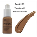 Tan 110 oil control matte liquid foundation in a sleek transparent bottle with a white pump for luxury women’s fashion