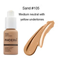 Phoera sand 105 oil control matte liquid foundation in medium neutral shade with yellow undertones for luxury women’s fashion