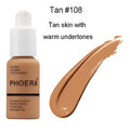 Tan 108 soft matte liquid foundation in a white pump bottle offers oil control for tan skin in luxury women’s fashion