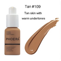 Tan 109 phoera oil control matte liquid foundation in a transparent bottle with white pump for luxury women’s fashion