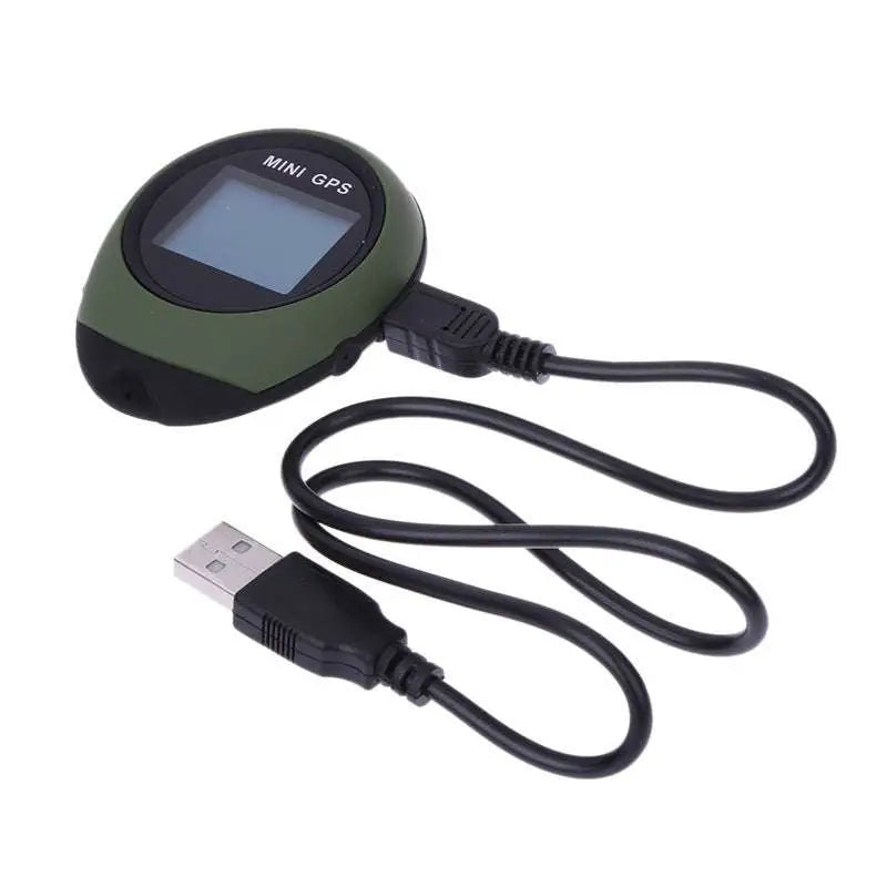 Olive green mini car gps tracker with digital screen and usb charging cable for vehicle tracking use