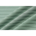A soft mint-green pleated fabric detail of an olive green stripe knitted women sleeveless dress with fine woven texture