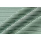 A soft mint-green pleated fabric detail of an olive green stripe knitted women sleeveless dress with fine woven texture