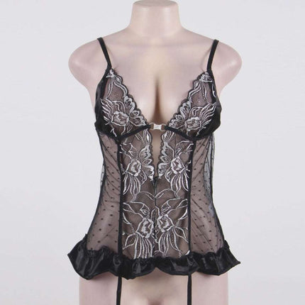 One Piece Bodysuit Tights Lace Cutout Sexy Lingerie Pajamas - Royalessencelux