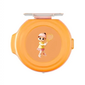 Orange circular compact mirror printed with cartoon girl holding tennis racket for indoor badminton trainer use