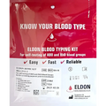 Red plastic package containing original blood typing kit for abo and rhd testing in eldon self-testing typing kit