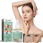 Original protein anti aging collagen serum by Eelhoe in clear glass bottle with white dropper and green packaging