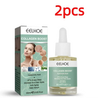 Eelhoe original protein anti aging collagen serum in a clear glass bottle with white dropper and yellow liquid