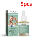 Original protein anti aging collagen serum in transparent glass bottle with white dropper and green label by eelhoe