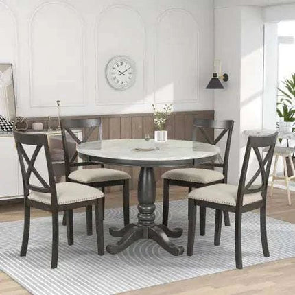 Orisfur. 5 Pieces Dining Table And Chairs Set For 4 Persons, Kitchen Room Solid Wood Table With 4 Chairs - Royalessencelux