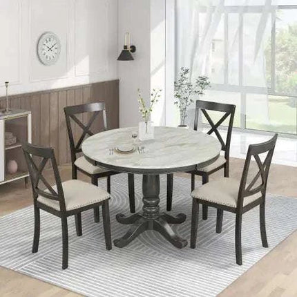 Orisfur. 5 Pieces Dining Table And Chairs Set For 4 Persons, Kitchen Room Solid Wood Table With 4 Chairs - Royalessencelux