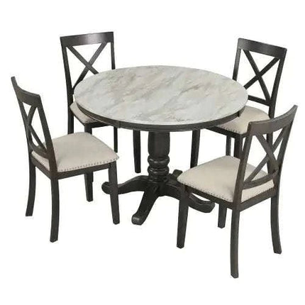 Orisfur. 5 Pieces Dining Table And Chairs Set For 4 Persons, Kitchen Room Solid Wood Table With 4 Chairs - Royalessencelux