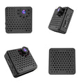 Black square-shaped outdoor aerial photography hd night vision camera with perforated body and visible micro sd card slot