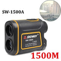 Black and yellow sndway sw-1500a handheld golf rangefinder with rugged ergonomic design for accurate distance measurements