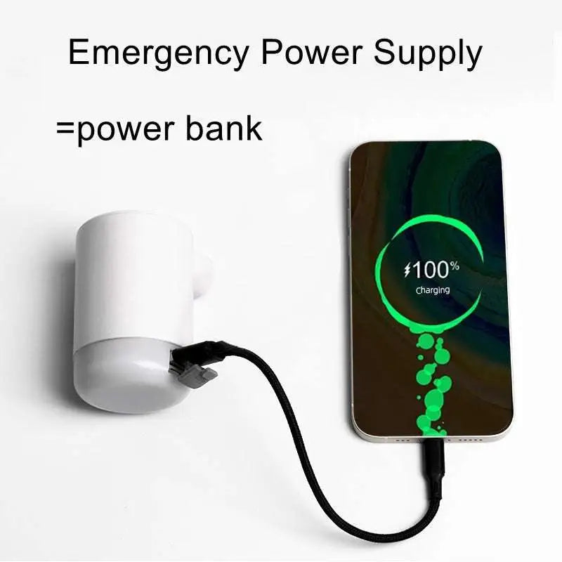 Outdoor Products P2 Pro portable mini camping air purifier with white cylindrical emergency power supply power bank