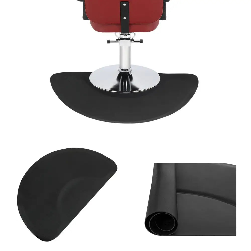 Outer Circle black salon mat featuring high-density foam and a black semi-circular design for barber chair use