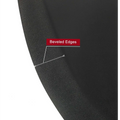 Black circular salon mat featuring high-density foam with beveled edges for comfortable standing support