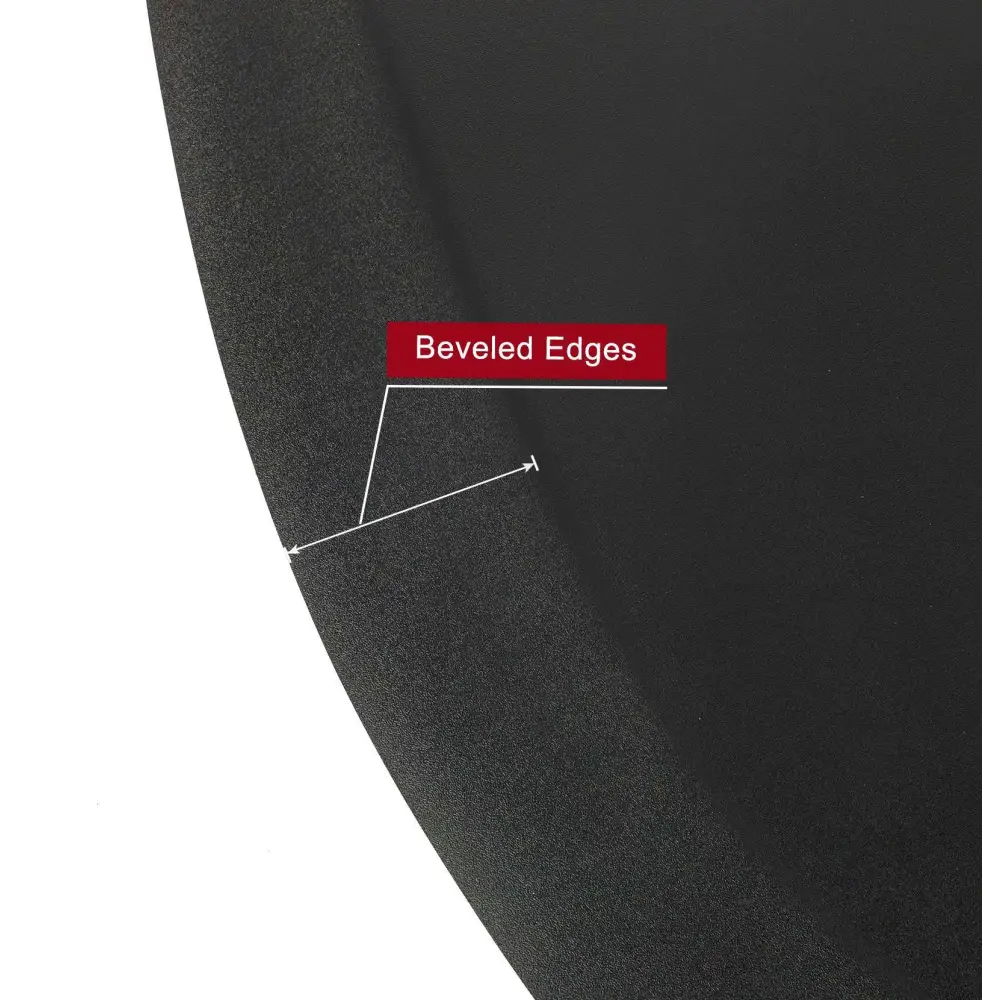 Black circular salon mat featuring high-density foam with beveled edges for comfortable standing support