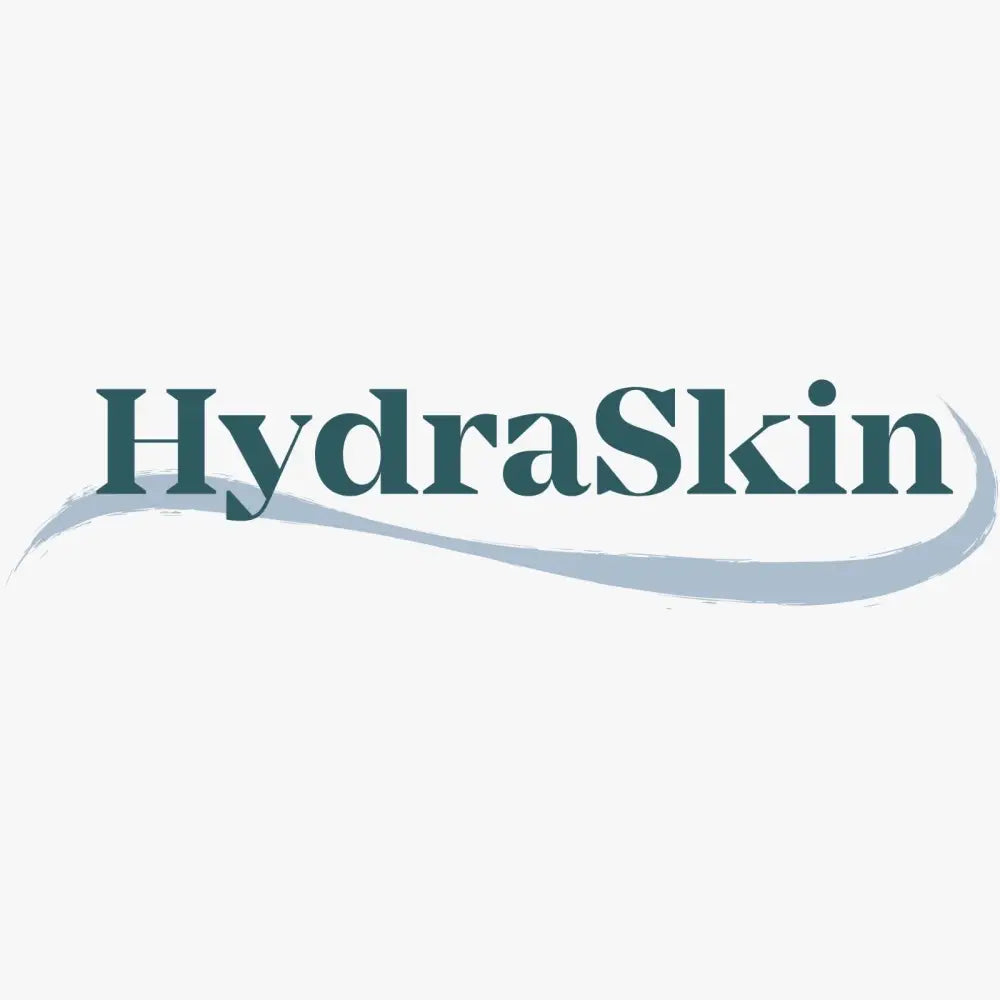 Hydraskin logo in dark teal with light gray swoosh on oxygen bubble blackhead remover pore vacuum for facial cleansing