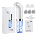 White and blue oxygen bubble blackhead remover pore vacuum with silver accents for facial cleansing and deep pore care
