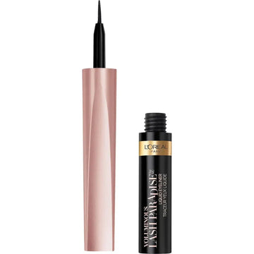Loreal paris voluminous liquid eyeliner in sleek black and rose gold tube with fine pointed applicator for precise application