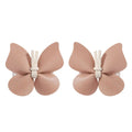 Pair of blush pink butterfly-shaped adhesive bra clips with white lace trim for pastel leather butterfly bag clip children’s barrettes