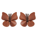 Brown leather butterfly bag clip children’s barrettes with dark brown fabric ties for children’s hair styling