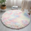 Pastel rainbow nordic living room carpet with soft plush texture in diameter round shape rug design