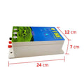 White rectangular pasture electronic host with blue and green label chinese characters three red connectors and digital display showing dimensions