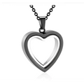 Black heart-shaped memorial locket with sleek double-layered design and polished metallic finish for luxury women’s fashion