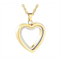 Gold and silver two-tone heart-shaped peach heart memorial locket necklace for luxury women’s fashion
