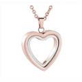 Rose gold peach heart memorial locket necklace with silver inner layer and chain for luxury women’s fashion