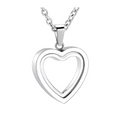 Silver double-layered heart pendant necklace with interlocking design for luxury women’s fashion peach heart memorial locket
