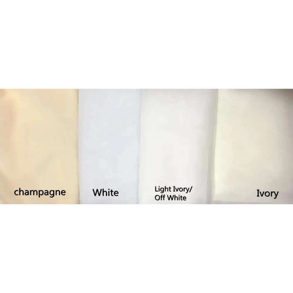Champagne-colored fabric swatch with soft smooth texture and subtle sheen for luxury wedding veil with beaded accents