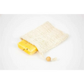 Beige woven mesh soap bag with wooden toggle closure for personalized ashley pampering natural skincare mom gift